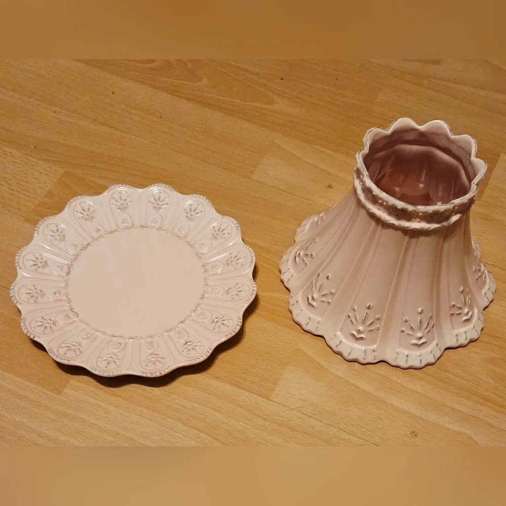 Pink Ceramic Yankee Candle Jar Shade/Plate